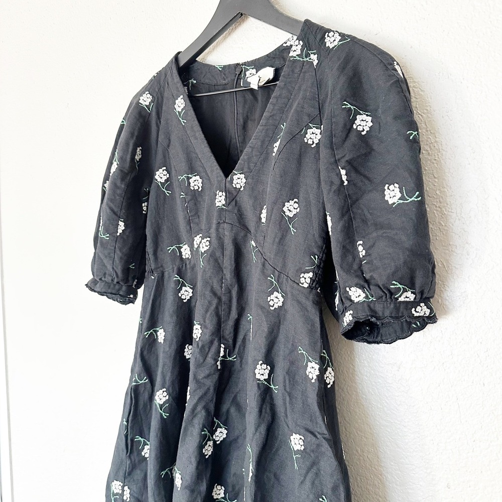 Tuckernuck Serena Mini Dress Black Embroidered Floral Linen‎ Blend Size XS - Picture 3 of 9